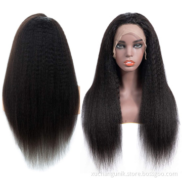 Uniky 150% 180% Density Kinky Straight Human Hair Wigs Lace Front Wigs Kinky Straight 13x6 Lace Frontal Human Hair Wigs